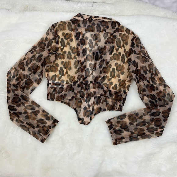 NWT Pretty Little Thing Leopard Sheer Organza Shirt - Picture 10 of 10